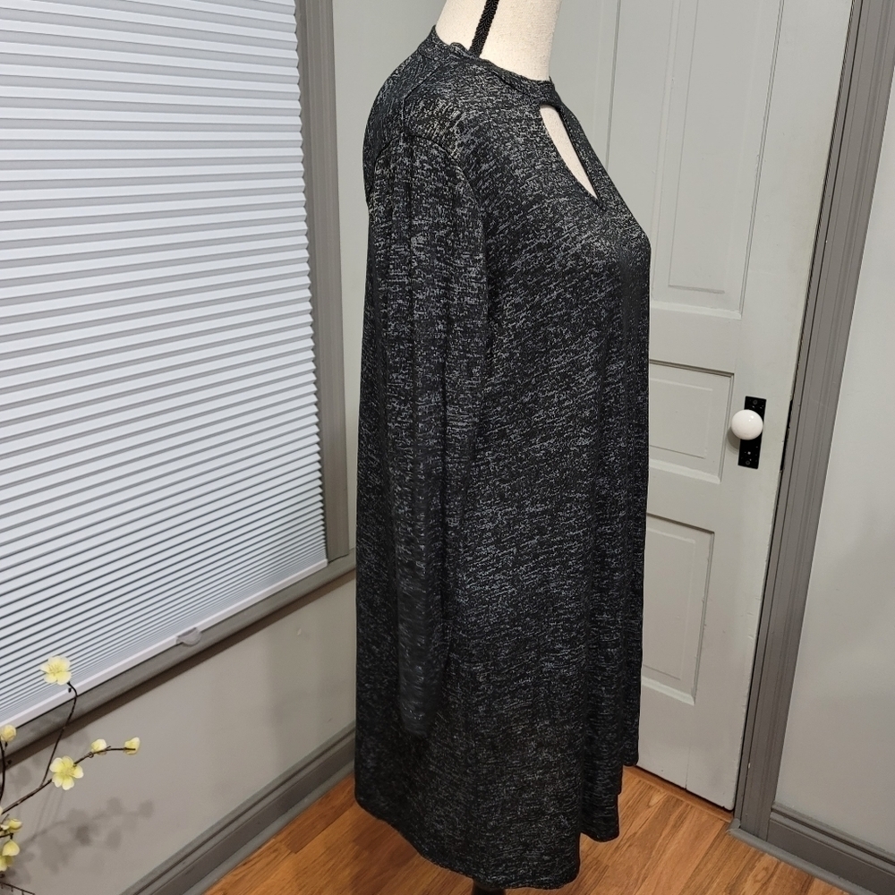 LANE Bryant Fit & Flare Lightweight Knit Mini Dress Marled Black size 14/16 - Picture 3 of 5